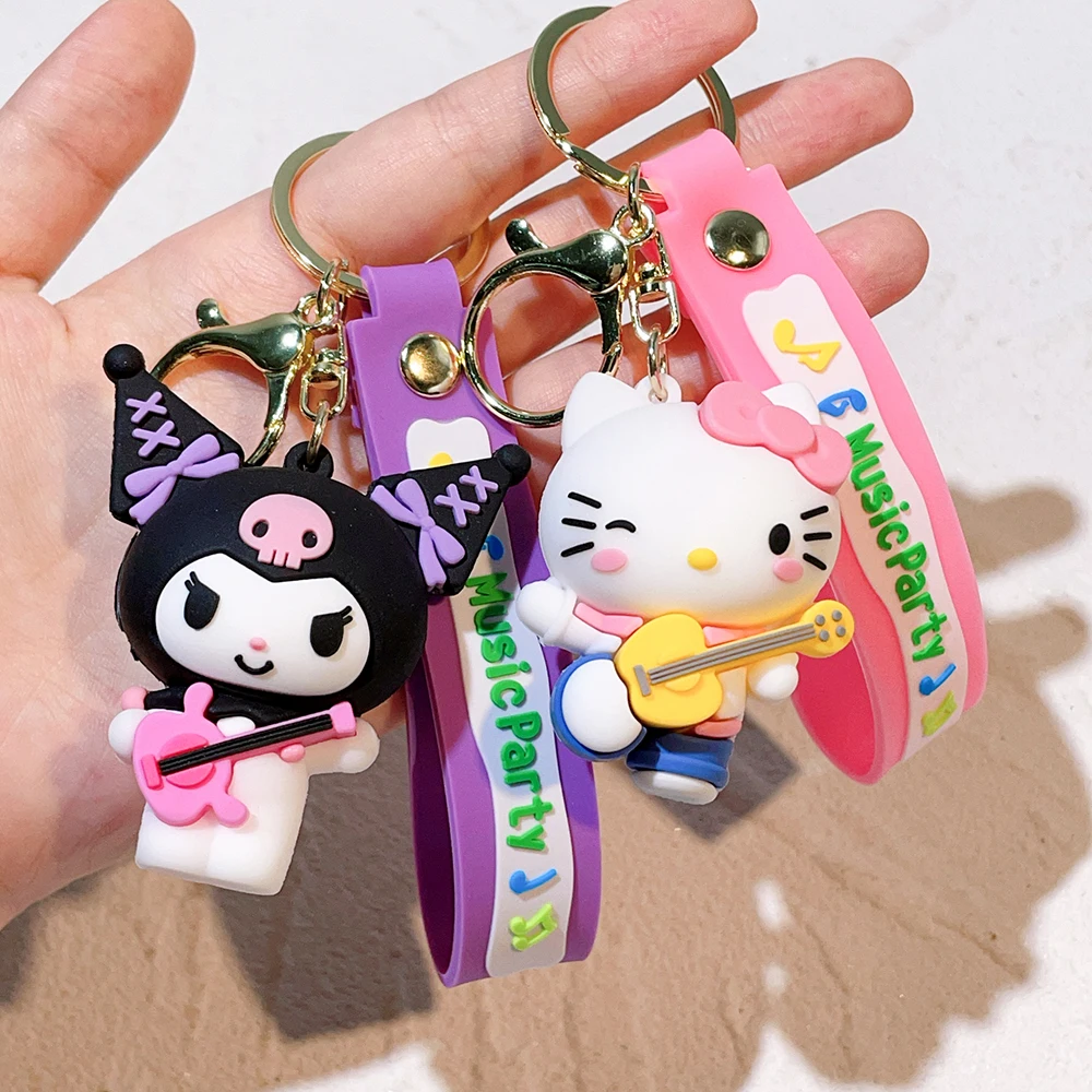 New Miniso Sanrio Hello Kitty Keychain Cartoon Kuromi Hello Kitty Cinnamoroll Car Key Ring Toys Bag Backpack Pendant Gifts