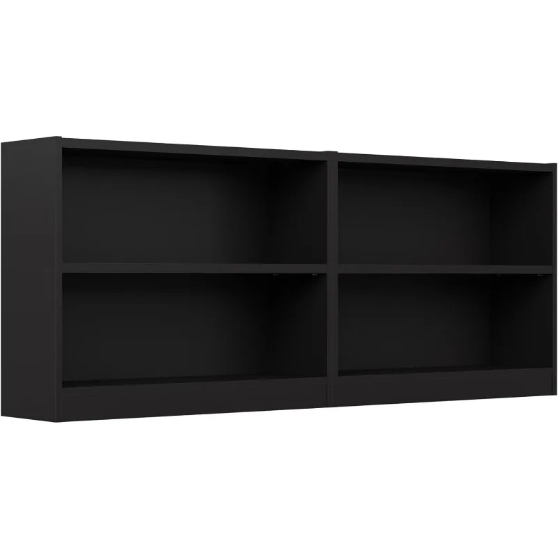 Black Small Double Bookshelf - Set of 2 to match storage and display shelves for home office or living room organization