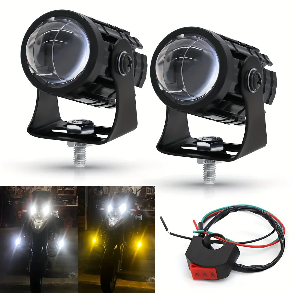 

2PCS High-Intensity 5000LM Motorcycle LED Auxiliary Headlights Dual Color Modes Waterproof Durable ATV Scooter Driving Racing