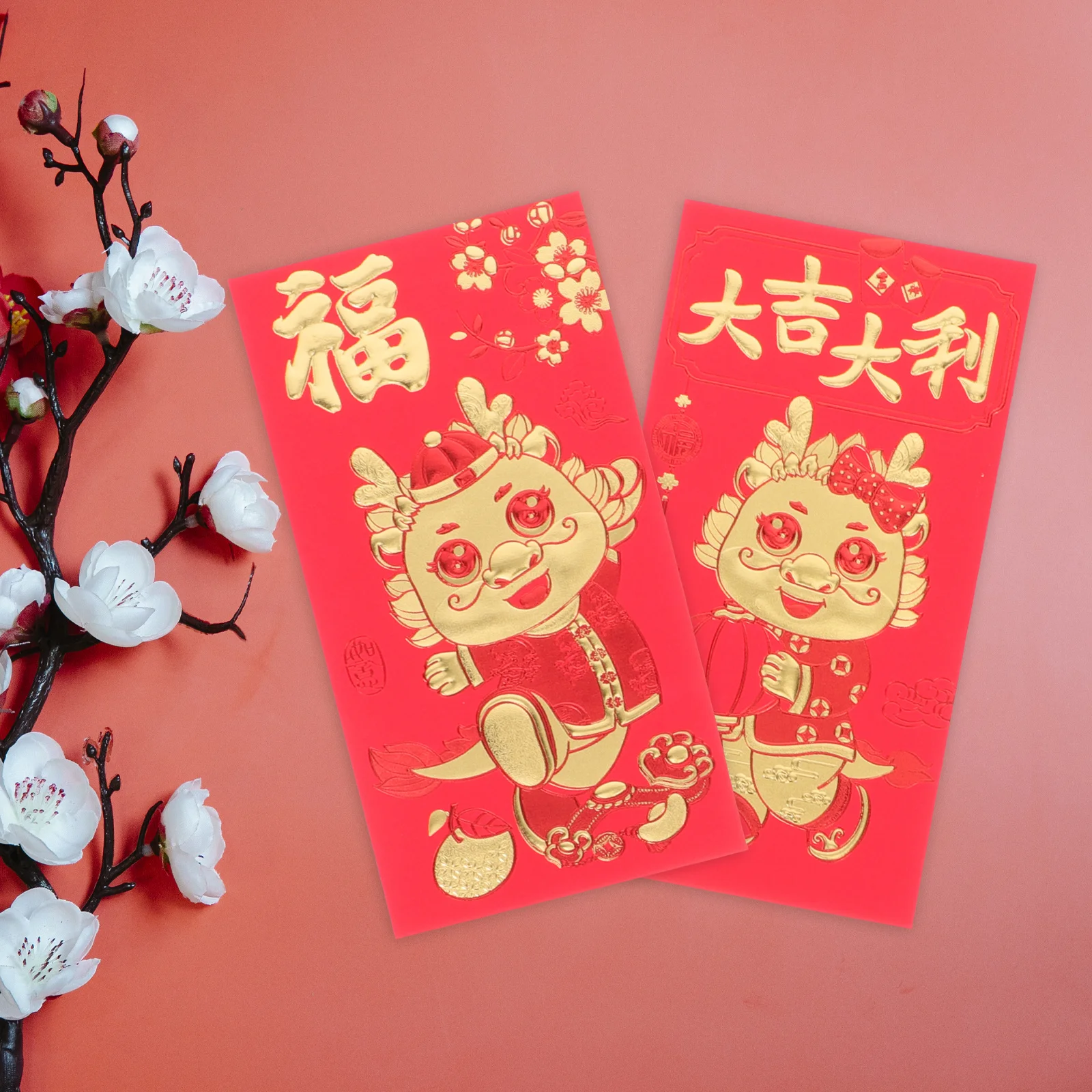 

12Pcs Dragon Year Red Envelopes Traditional Lucky Money Packets for 2024 New Year Spring Festival Gift Red Packets
