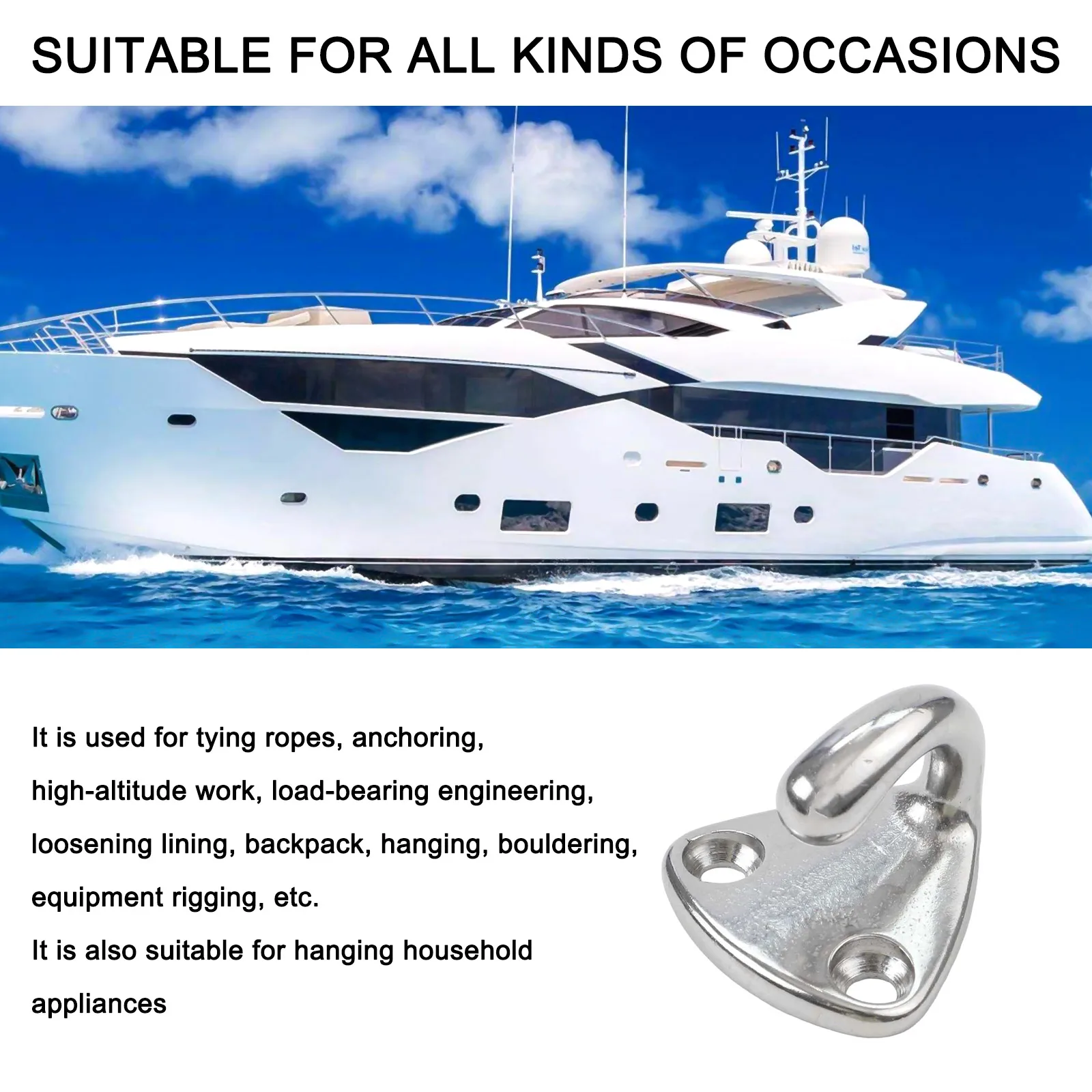 

For Boats For Caravans Stainless Steel Hooks Chrome Heavy Duty Trailer Hooks Set Organization Abrasion Resistant