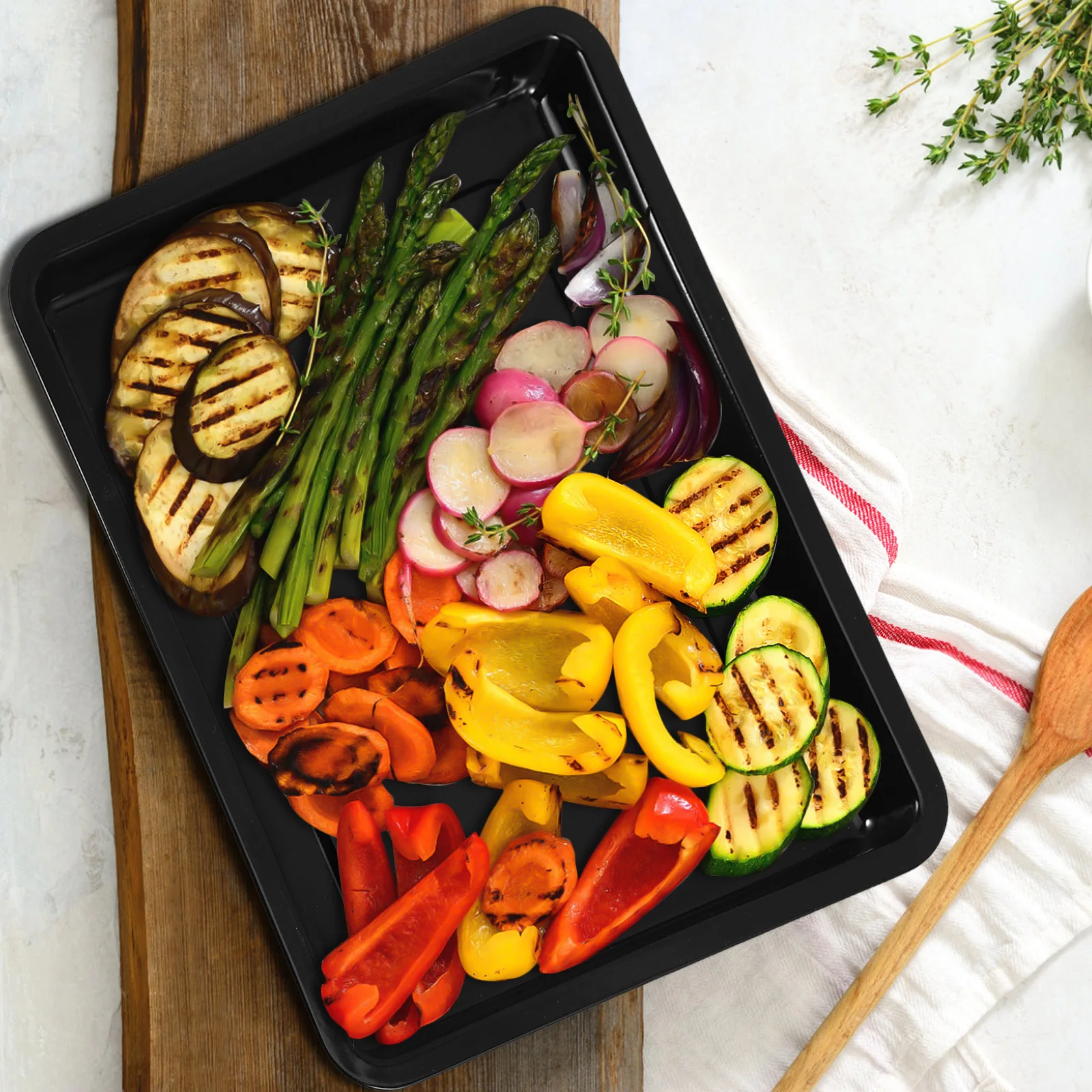 

1pc Non-Stick Enamel Baking Pan Rectangle Metal Oven Tray Wear-Resistant Multifunctional Pie Pizza Pan For Cake Bread Dessert