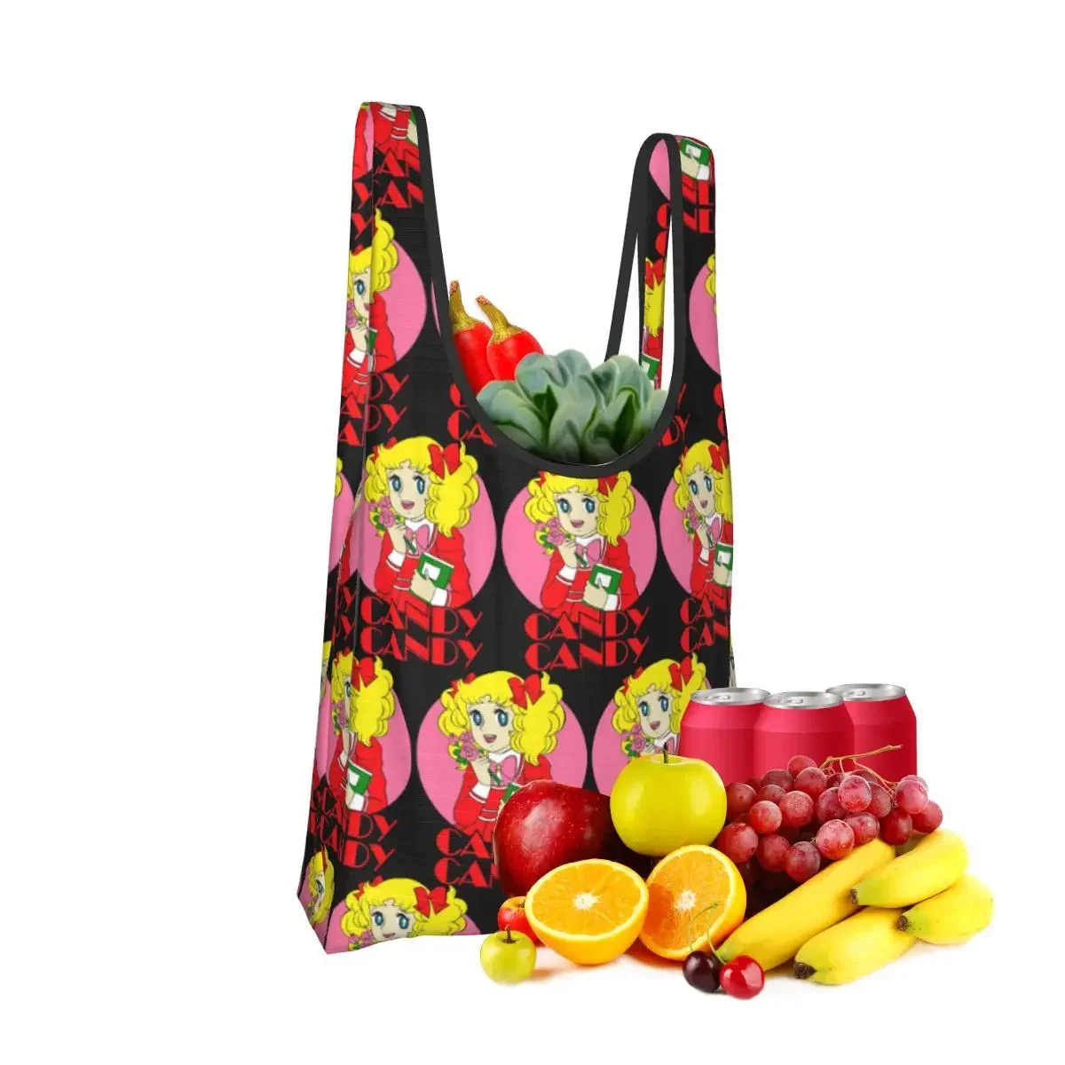 Candy Candy Anime Japan Essential Portable Tote Shopping Bags Reusable Shopper Bag Groceries Handbag Shoulder Bag