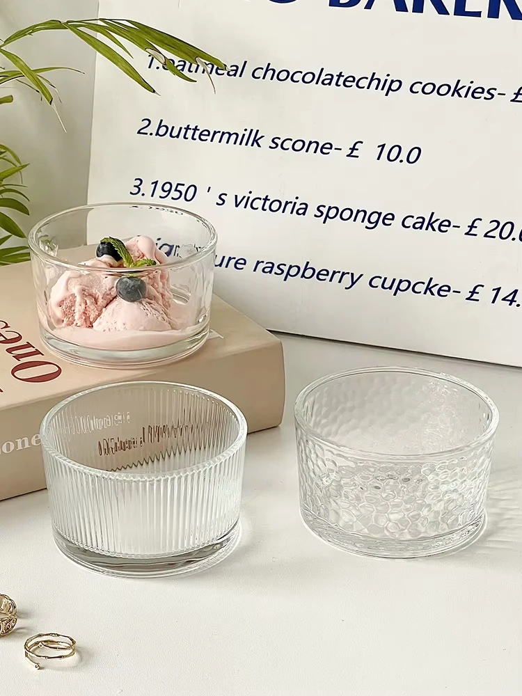 Simple Glass Cup Summer High Value Ice Cream Yogurt Dessert Pudding Cup Women Household Cereal Bowl Bird's Nest Bowl