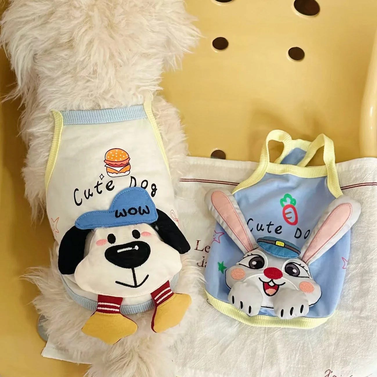 Pomeranian Camisole Summer Cartoon Dog Vest Pet Breathable Clothes 3D Doll Small Dog T-shirt Pet Supplies