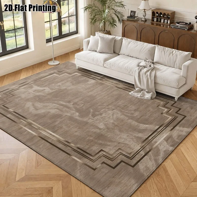 1Pc Luxury Retro Geometric Border Carpet, Nordic Simple Decorative Carpet, Suitable for Living Room, Bedroom, Dining Room, Bedside, Indoor and Outdoor Terrace, Home Decoration