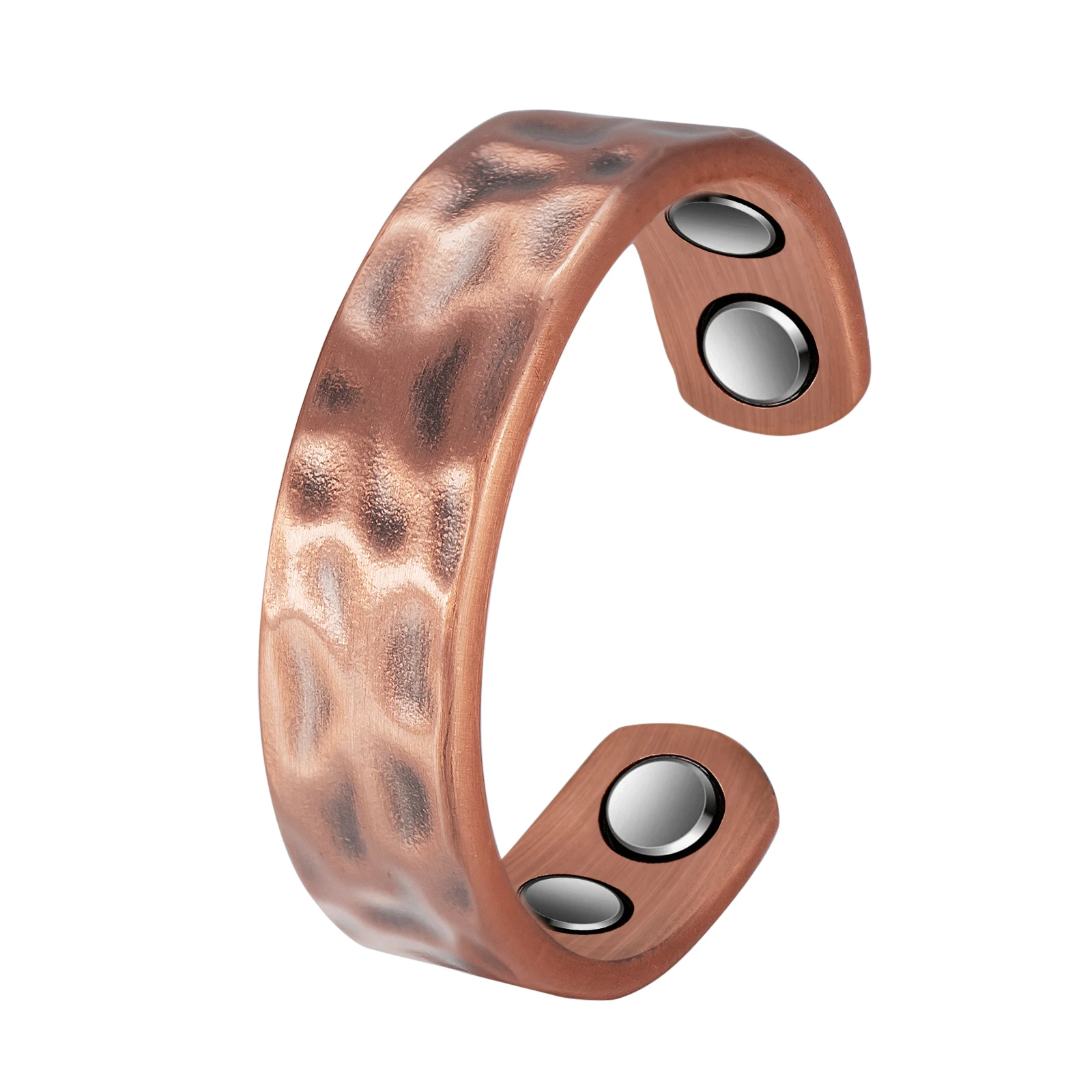 Wollet Copper Ring para Mulheres Ajustável Vintage Pure Copper Magnetic Ring Wedding Bands Open Cuff Anéis de Dedo para Mulheres Jóias