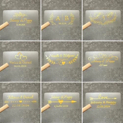 Custom Rectangular Wedding Stickers, Transparent Wedding Sticker, Personalized Wedding Stickers with Gold Foil Text and Date