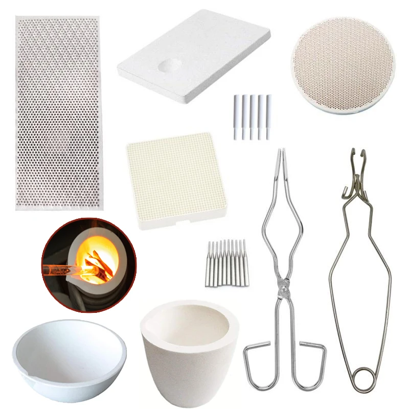 Cadinho de Fusão de Quartzo Kit de Fundição de Fusão de Soldagem Tijolo de Fogo Isolante Placa de Solda de Cerâmica em Favo de Mel para Fazer Jóias