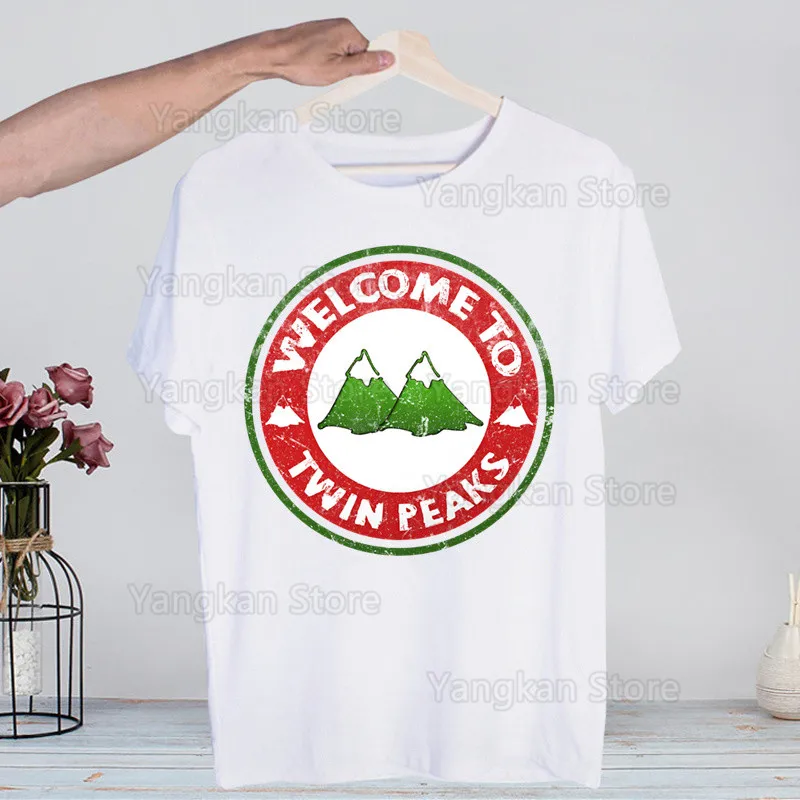 Twin Peaks T Shirt Men Retro Washed Tops Tees Harajuku Tshirt Streetwear Hip Hop Male T-shirts