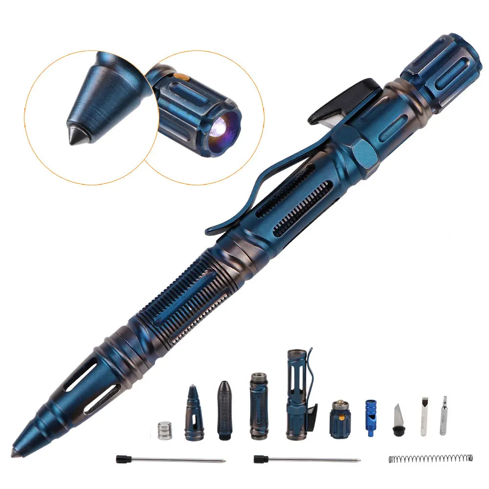 Tactical Pen Multi-function With LED Light Whistle Emergency Tool Pen Cutting Seat Belt Broke Window Survival Gear NA67