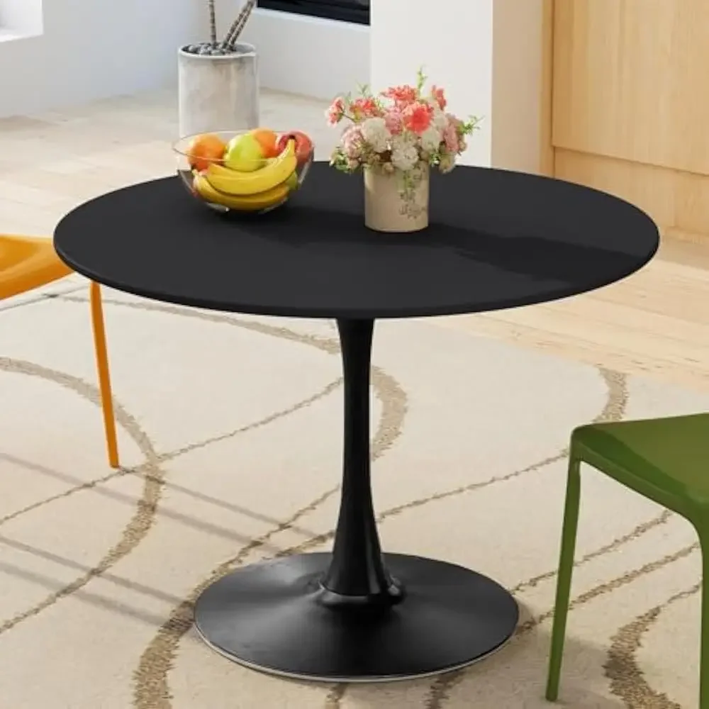 

42" Modern Round Dining Table with MDF Table Top, Metal Base Pedestal Tulip Table for 4-6 Person, Small Space Home