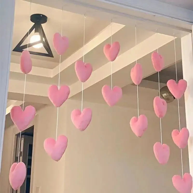 Door Decoration Cute Pink Peach Heart-shaped Curtain Partition Hanging Ornament Party & Holiday DIY Decorations