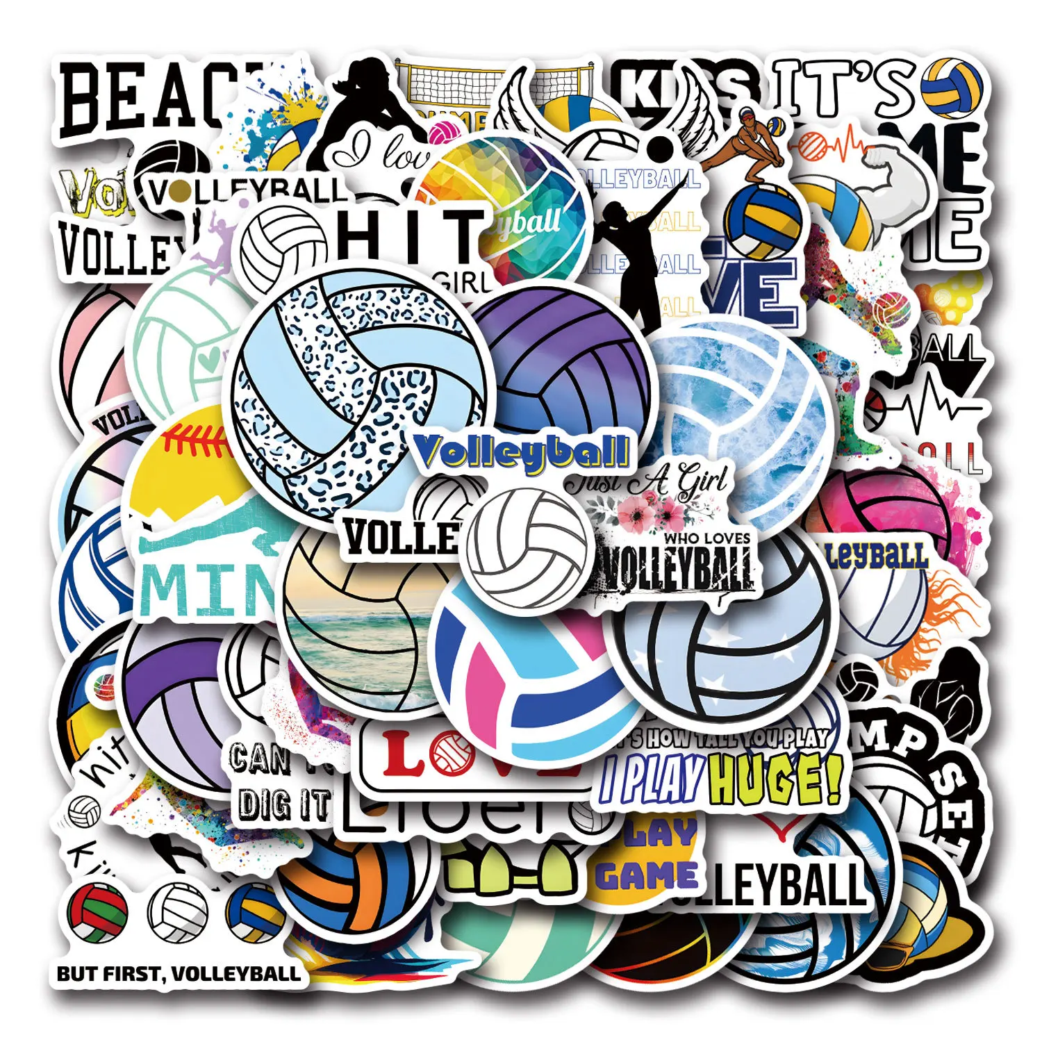 55/110PCS Volleyball Sport Stickers Cute Volleyball Bag Cartoon Style Decorative Laptop Water Cup Waterproof Stickers Kids Toy