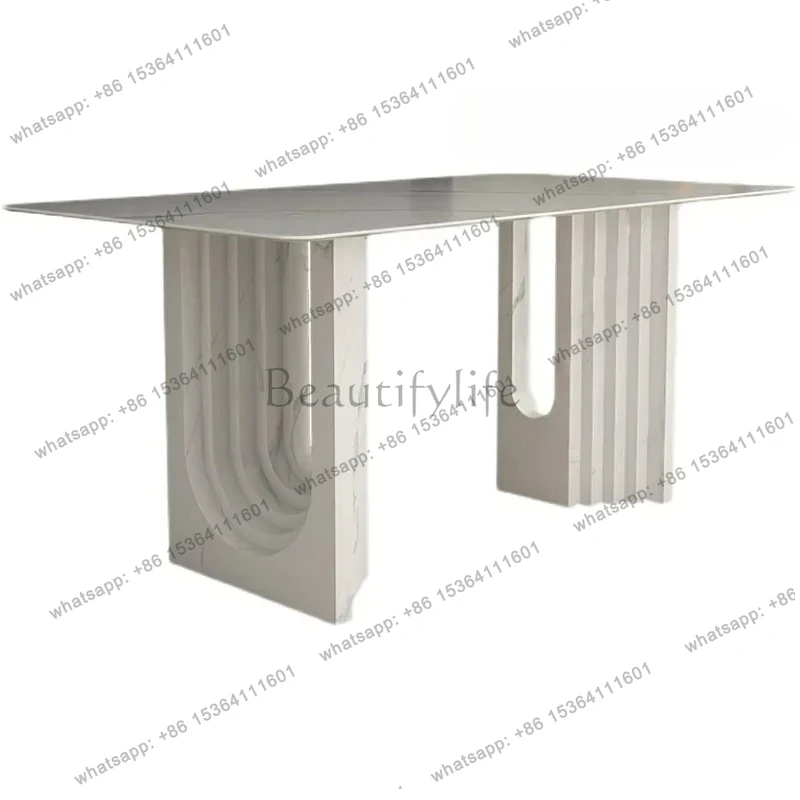 Desk meeting table dining table Italian rock slab light luxury art simple style rectangular desk