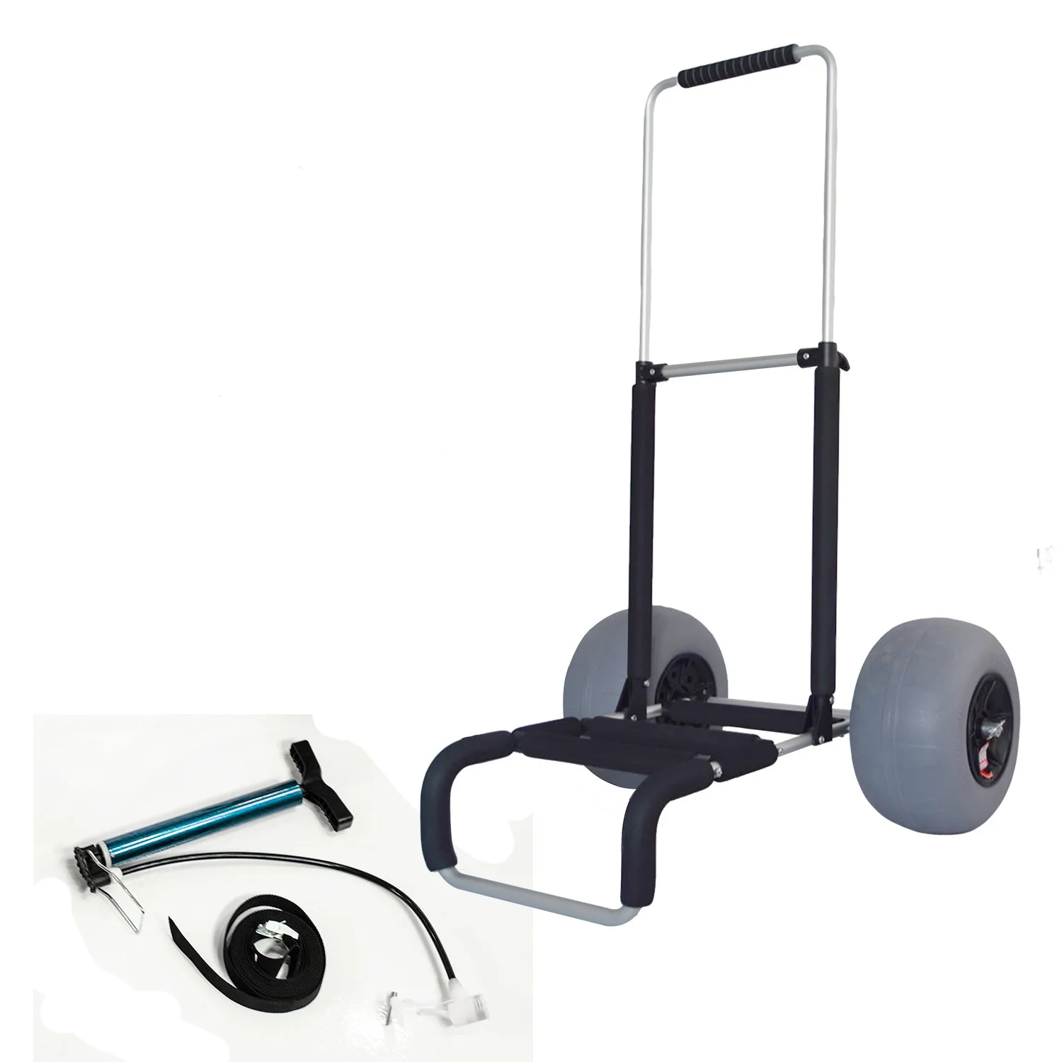 Outdoor Portable Folding Trailer Inflatable Beach Wagon with Two Balloon Wheels Fishing Goods Beach Trolley