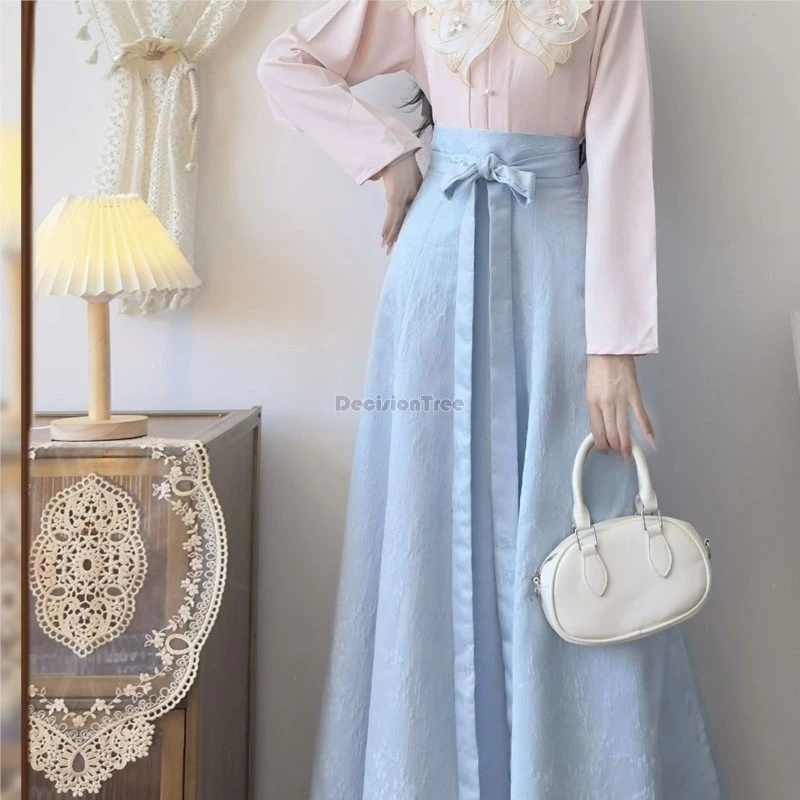 6colors female spring original hanfu long skirt female new chinese daily half length skirt women's 2026 new improved hanfu skirt