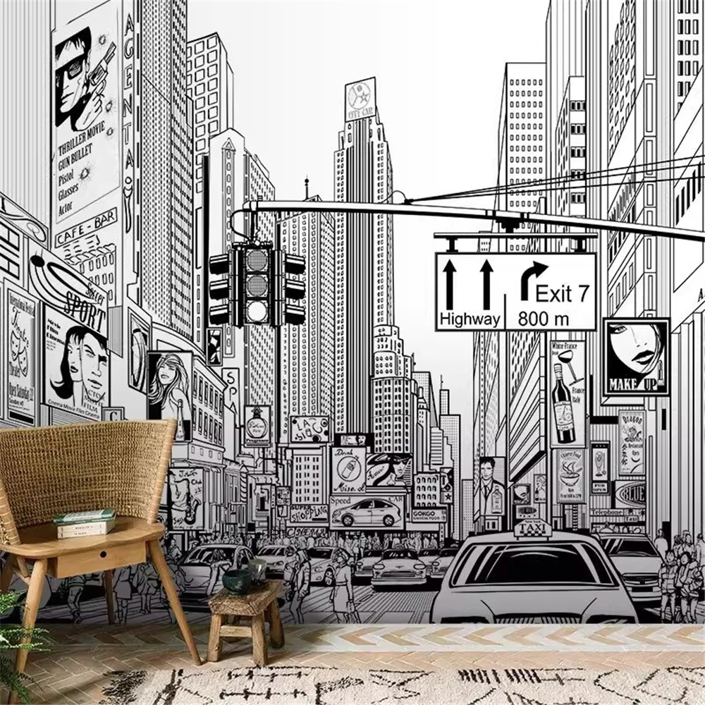 custom papel de parede 3d New York yellow wallpaper background taxi wall paper for living room bedroom mural wallpaper Stickers