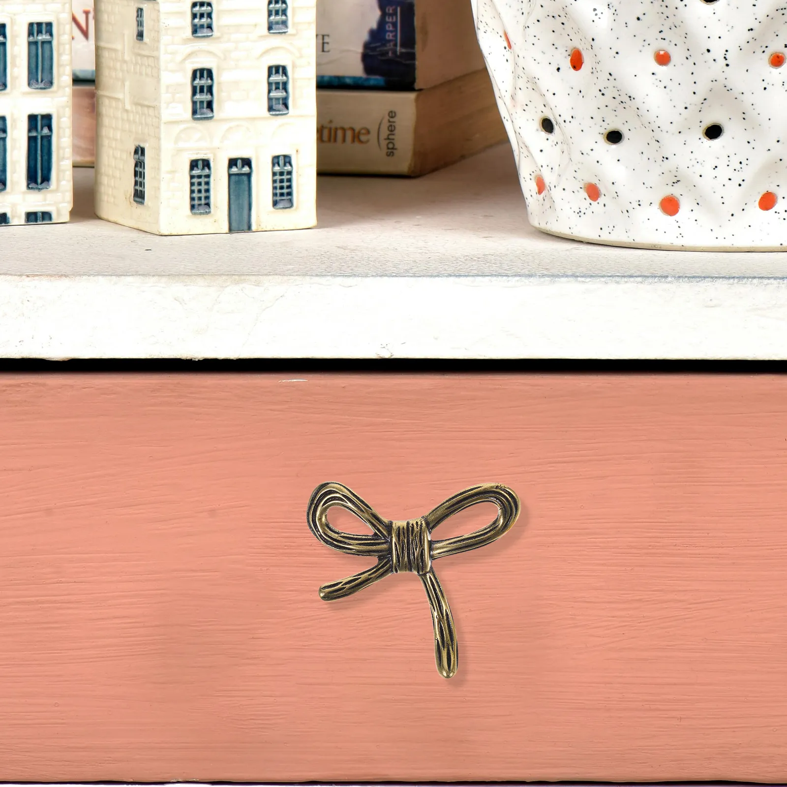 Brass Bow Shape Cabinet Knob Delicate Bowknot Style Smooth Polished Surface Easy Install for Kitchen Bathroom Furniture Decor