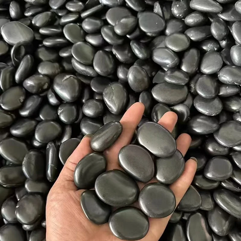 200/300/400g Black Polished Pebbles – River Stones for Aquarium, Garden Landscaping, Home Decor, Feng Shui and Vase Fillers TMZ view 3
