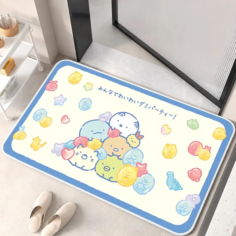 S-Sumikko Gurashi Floor Mat Flannel Rug Soft Non Slip Washable Door Mat for Bathroom Bedroom Kitchen Home Decor