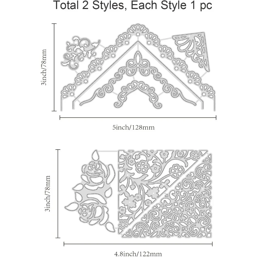 2 Stuks Rozenbloem Envelop Voeringen Metalen Cutting Dies Hoek Stencils Voor Diy Scrapbooking Bruiloft Verjaardag Valentijnsdag Kaarten