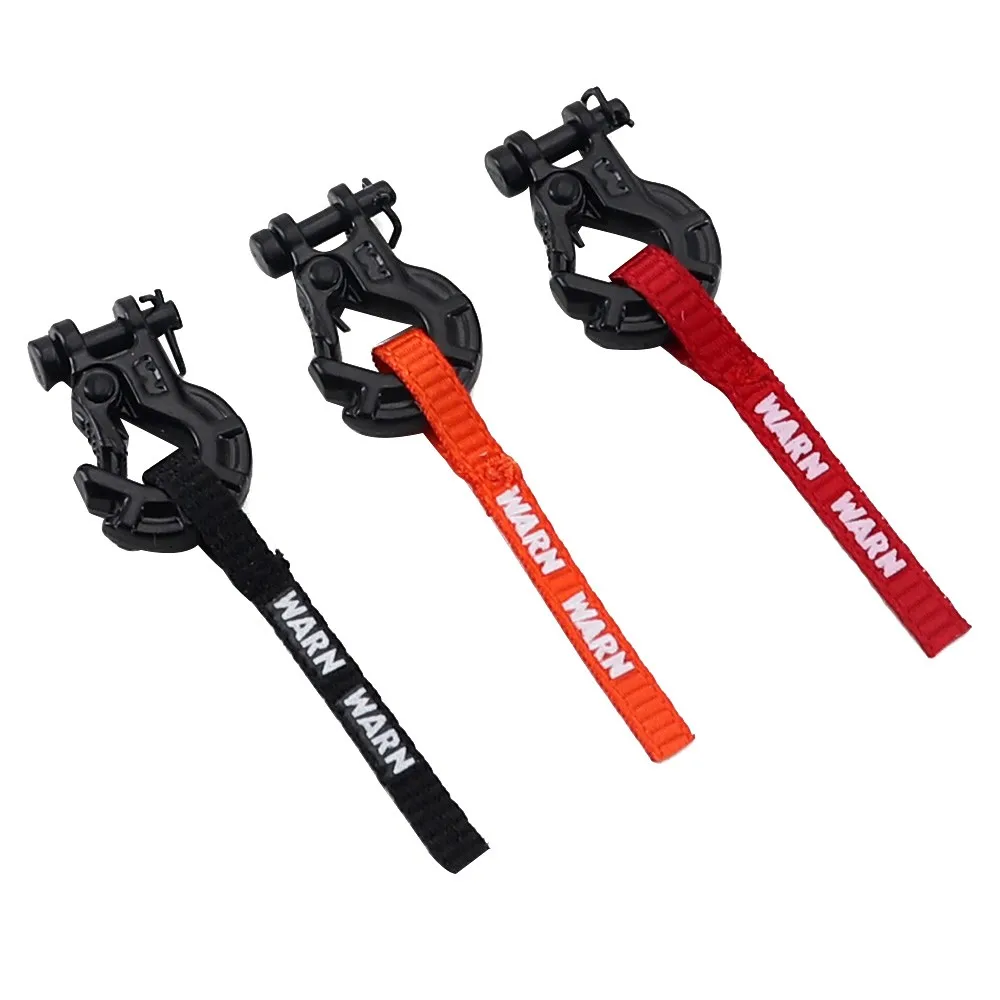 RC Car Winch Hook With Winch Pull Strap Tags Decoration for 1/10 RC Crawler Axail SCX10 TRX4 TRX6 RGT 86100 Parts
