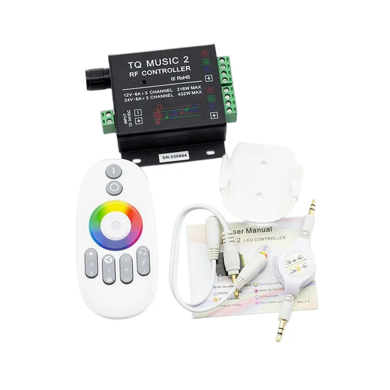 

DC12-24V Music 2 Controller 18A RF Remote RGB Strip Intelligent Sonic Sensitivity Audio control for 3528 5050 5630 Led Light