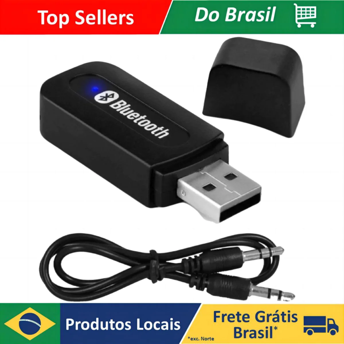 Receptor bluetooth p2 para som automotivo usb (3,5mm)