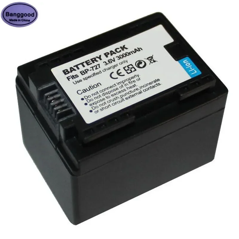 3000mAh BP-727 BP727 Full Decode Camera Battery For Canon VIXIA HF R30 M50 M52 500 M56 M506 R30032 R36 R38 R306 R400 R500 R600