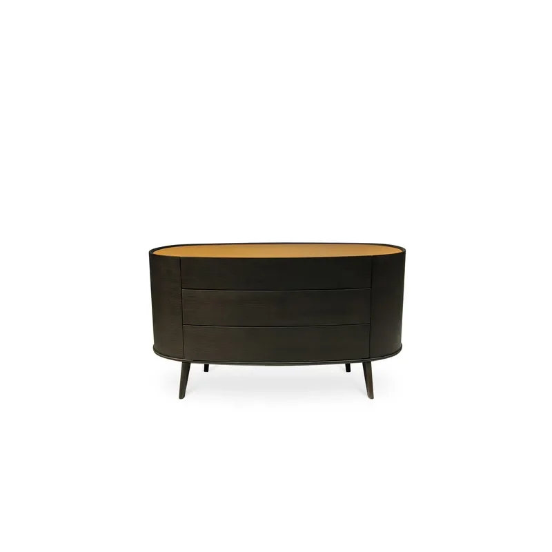 Modern Minimalist Bedroom Furniture Ash Wood Solid Wood Storage Chest 3 Drawers Stainless Steel Hardware Customized