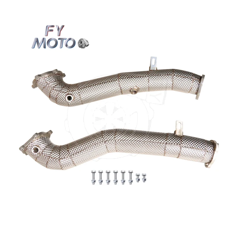 NEW DESIGN Exhaust Downpipe for au di S6 RS6 4G C7 RS7 3 Inch with Heat Shield