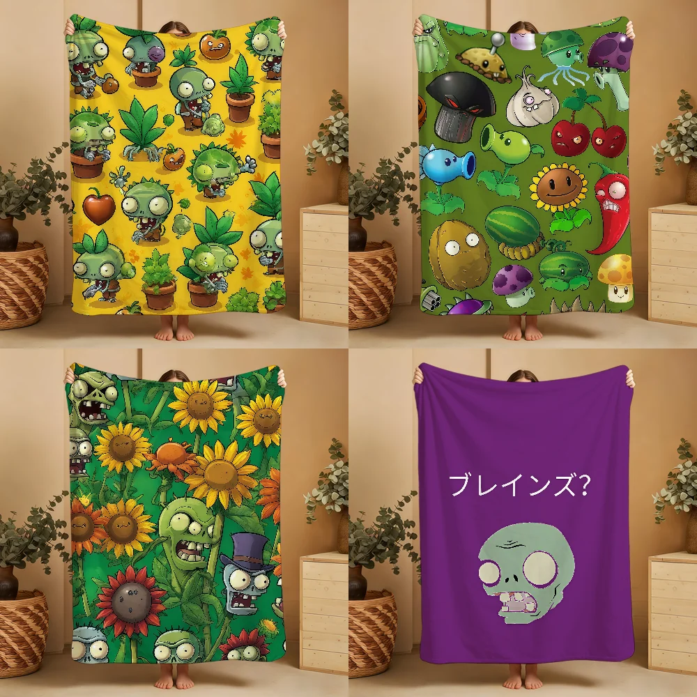 Game P-PlantsS Vs Z-ZombiesS Blanket Throw Super Cosy Plush Living Room Sofa Couch Childish Birthday Gifts