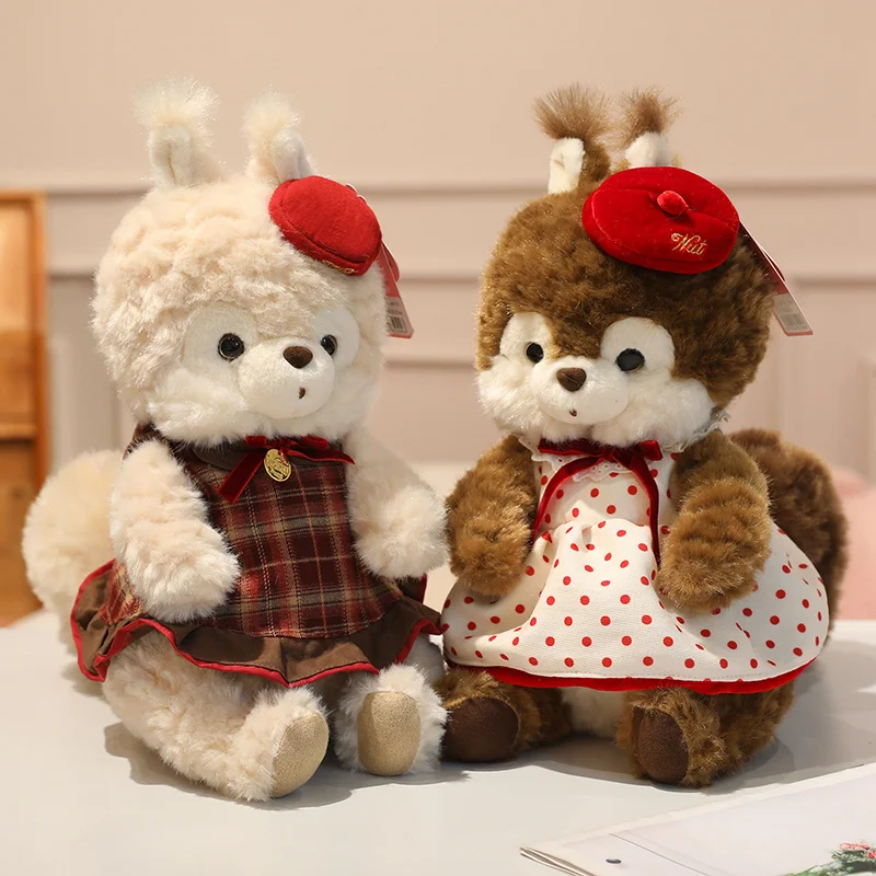 

30/40cm Cute Forest Animals Plush Toy 3 Colors Stuffed Squirrel with Clothes and Dress Animal Doll Kid Toys Birthday Gift