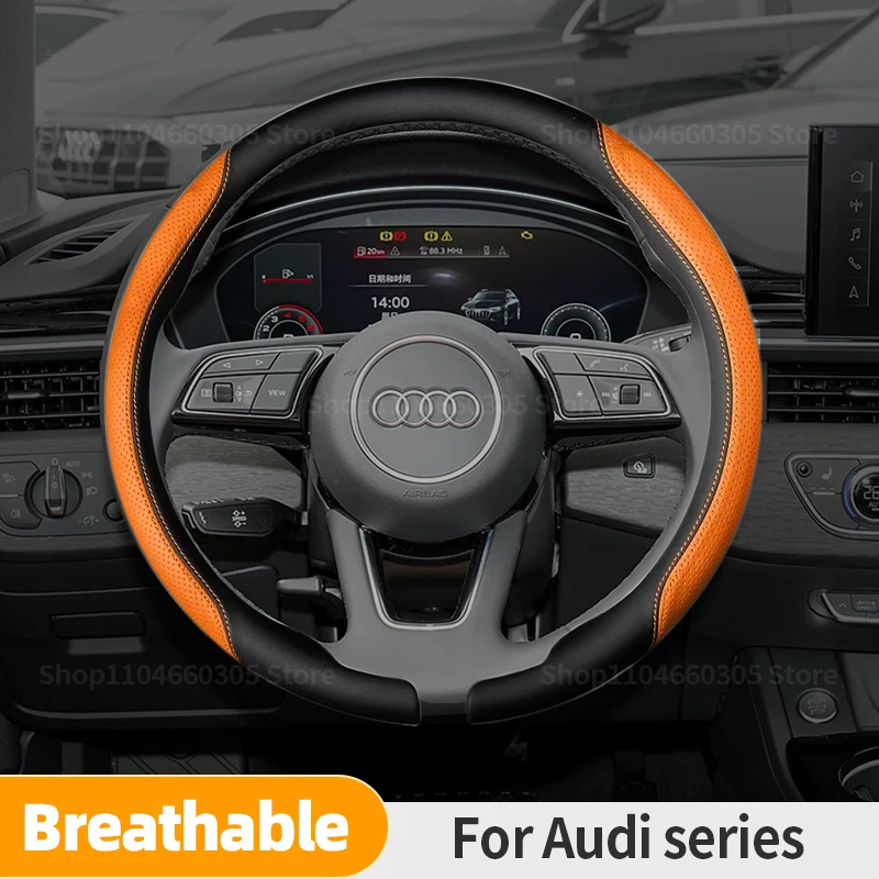 

Чехол на руль из кожи Nappa для Audi A1 A3 A4 A5 A6 A7 A8 Q2 Q3 Q5 Q7 Q8 S4 S3 S5 S6 S8 RS6 RS4, автомобильные аксессуары