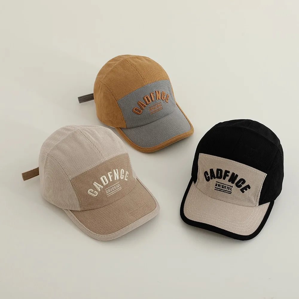 

Toddler Embroidery Letter Baseball Hats Sunscreen Kids Patchwork Peaked Hat Cotton Boy Girl Ribbed Casual Cap Children Clothes