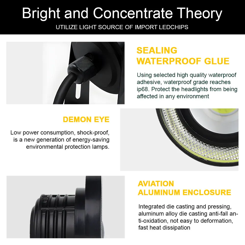 2.5 بوصة عيون الملاك هالة حلقة الضباب الخفيف 12 فولت السيارات تعديل سيارة LED COB المصباح لمبة العارض Led DRL لادا الطرق الوعرة السيارات