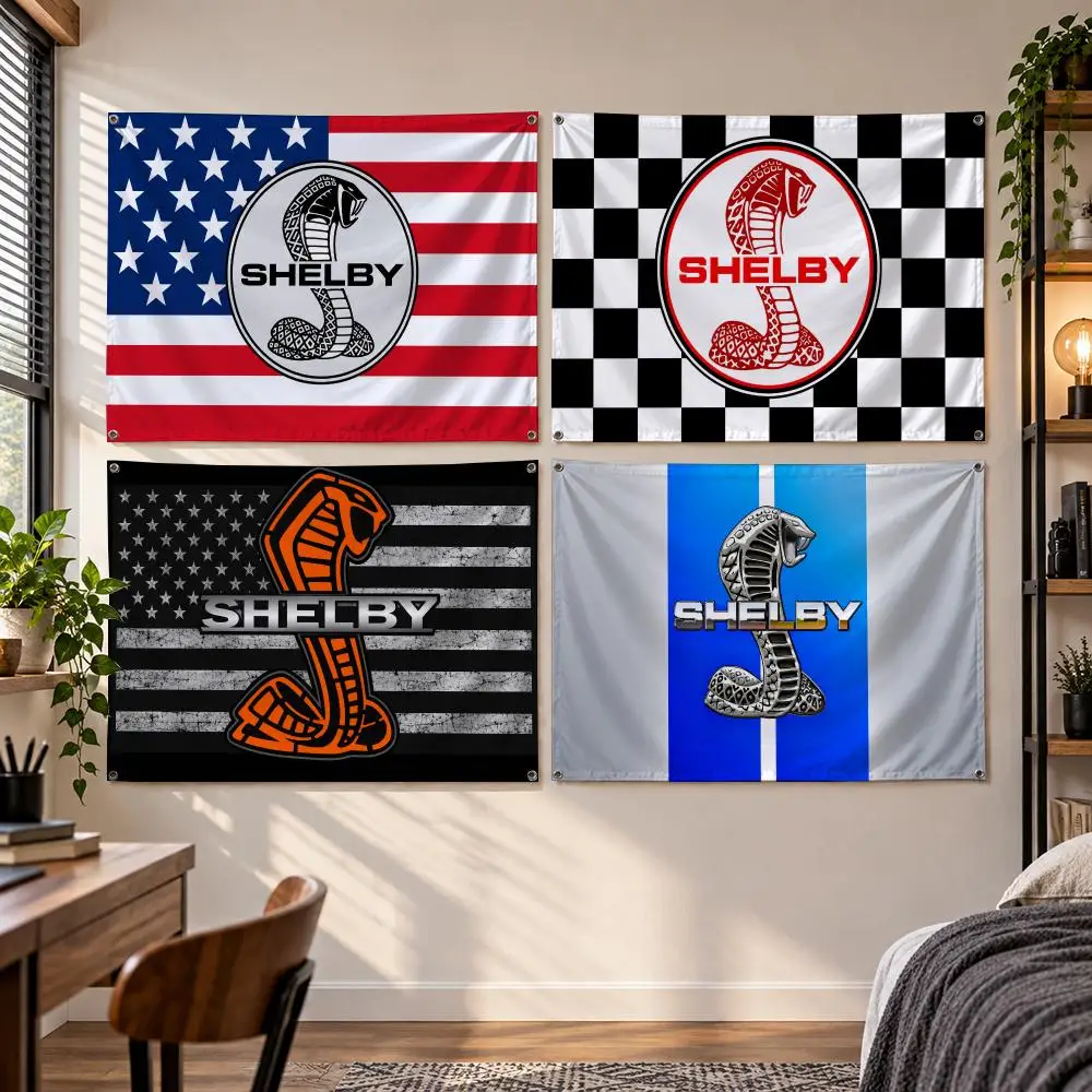 Automotive S-Shelby Flags Banner Decor for Bedroom,Garden,Party,Club,Gaming Room,Indoor Outdoor