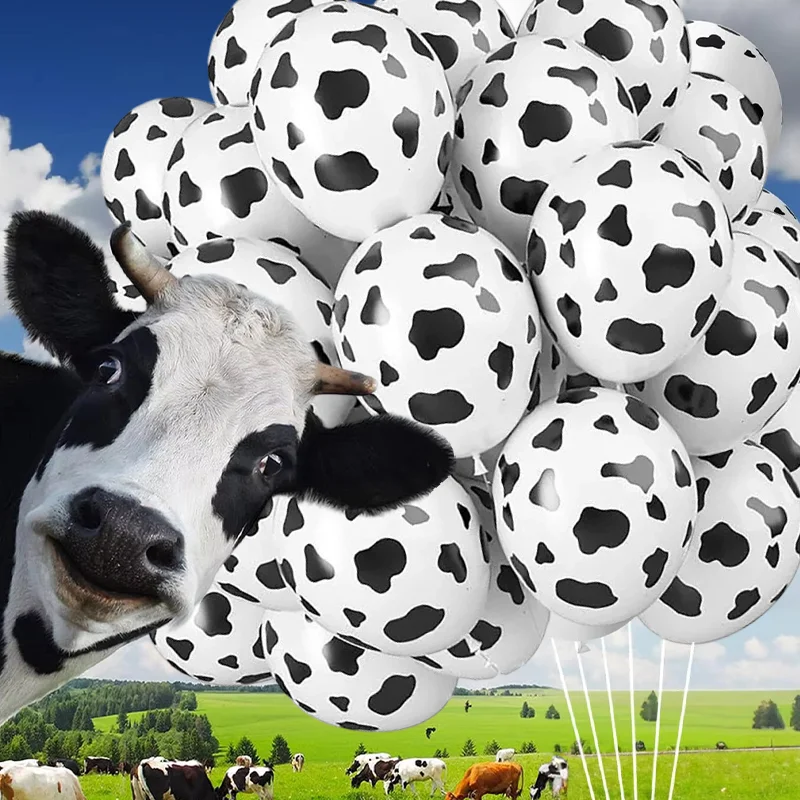 10/20/30 Uds. Globos de Látex con Estampado de Vacas Lecheras de 12 Pulgadas, Decoración para Fiestas de Cumpleaños Infantiles, Globos de Animales, Globos para Baby Shower