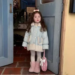 2024 Autumn and Winter New Children Warm Solid Color Cotton Clothes for Girls and Children Clothing Korean Casual for Baby Coat