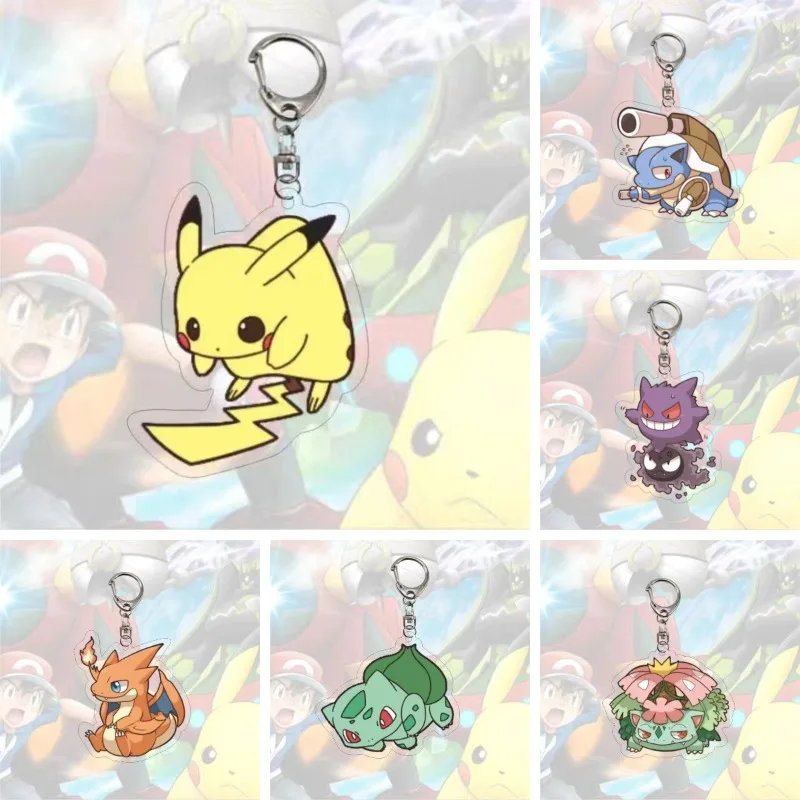 

Новая серия акриловых брелоков Kawaii Pikachu с мультяшными персонажами, милый креативный брелок с принтом для рюкзака, подарок для мальчиков и девочек