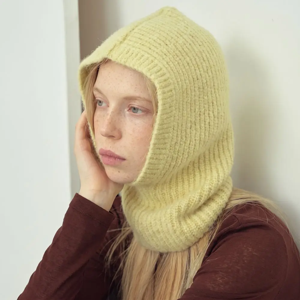 Simple Alpaca Wool Balaclava Hat Wool Blend Solid Color Earflap Hat Soft Fleece Pullover Hat Outdoor