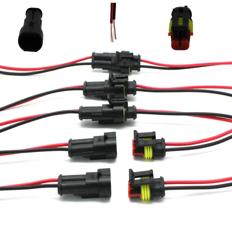 10 Kits  2 Pin Way Sealed Waterproof Electrical Wire Connector Plug Set auto connectors with cable