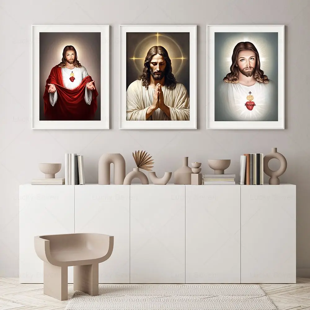 Holy Jesus Hanging Art Poster Figure Print Mary Church Christ Sacred Heart Religion Canvas Painting Christian Decor Wall Picture