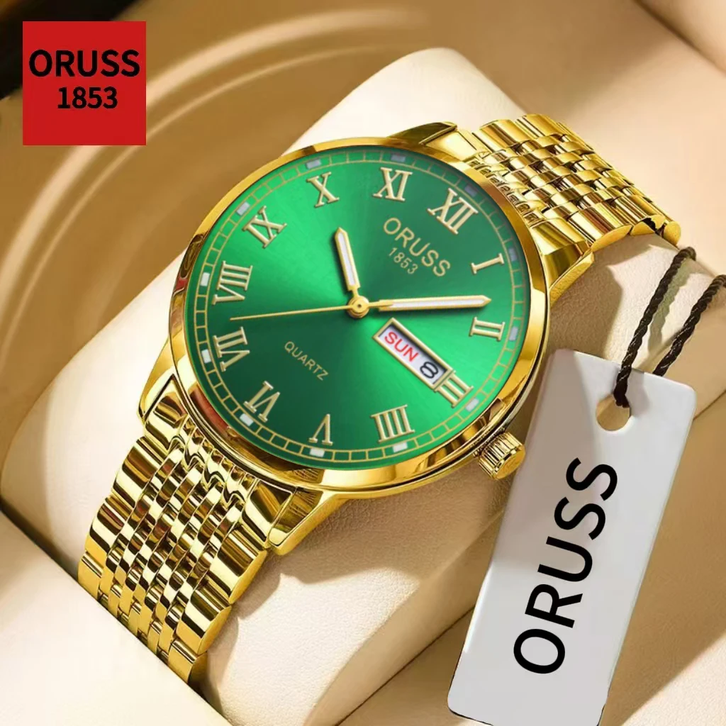 

Men's stainless steel luxury quartz wristwatch; day date display; luminous waterproof; fashion men's watch; genuine original.