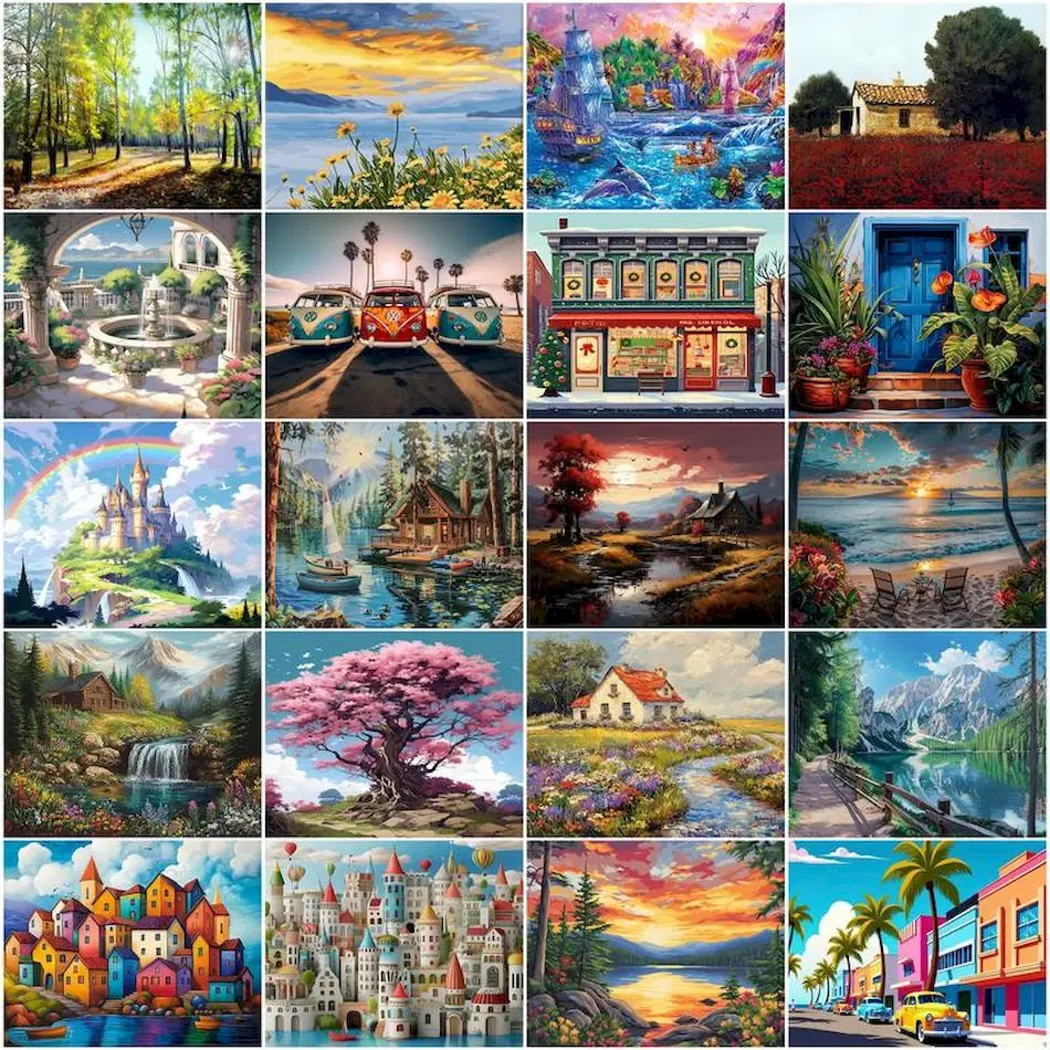 

GATYZTORY Painting By Numbers On Canvas Picture Arts Crafts Drawing Art Supplies Decorative Landscape Wall Decoration For Home