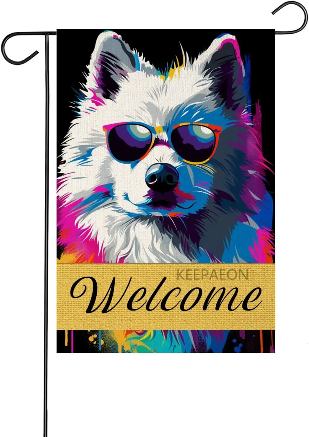 Welcome Samoyed Wear Sunglass Garden Flag Vertical Double Sided Linen Summer Yard Outdoor Decor Home Decor Yard Flag for Home De