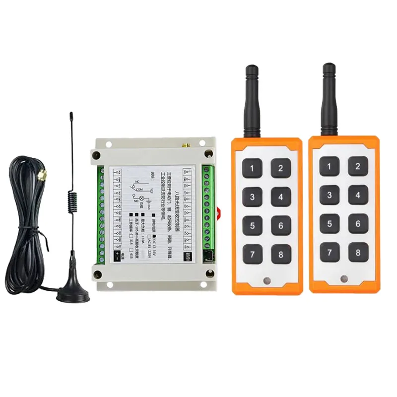 DC 12V 24V 36V 8CH RF Wireless Remote Control Switch Radio Receiver With 2000M Long Distance Remote controller Suckers antenna