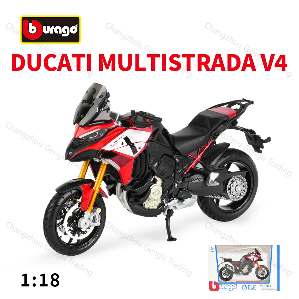 Bburago 1:18 DuCATI MULTISTRADA V4 veículos estáticos fundidos sob pressão brinquedos modelo de motocicleta colecionáveis