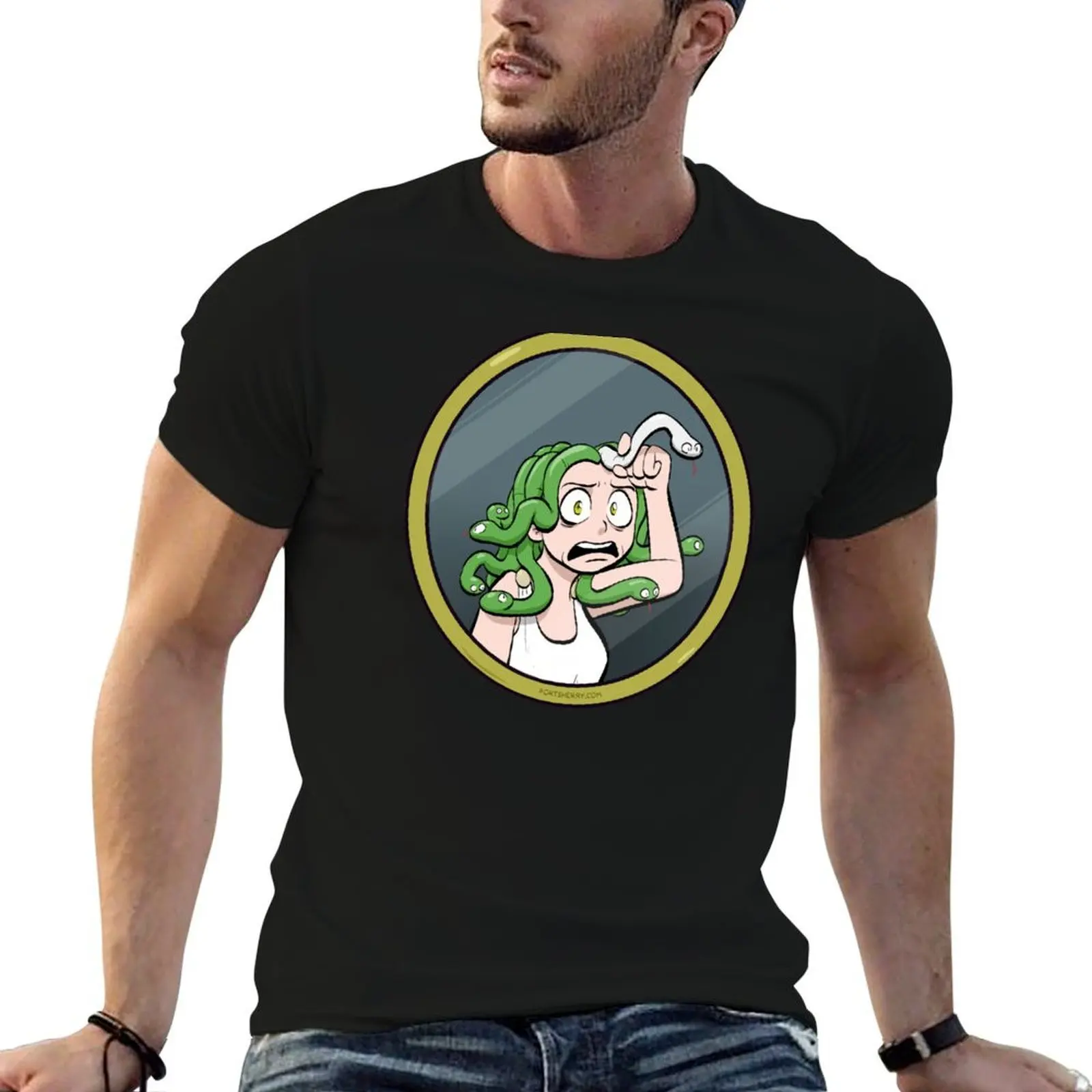 

Medusa is defeated by a mirror T-Shirt printed t shirts for man t shirts with prints T-Shirt